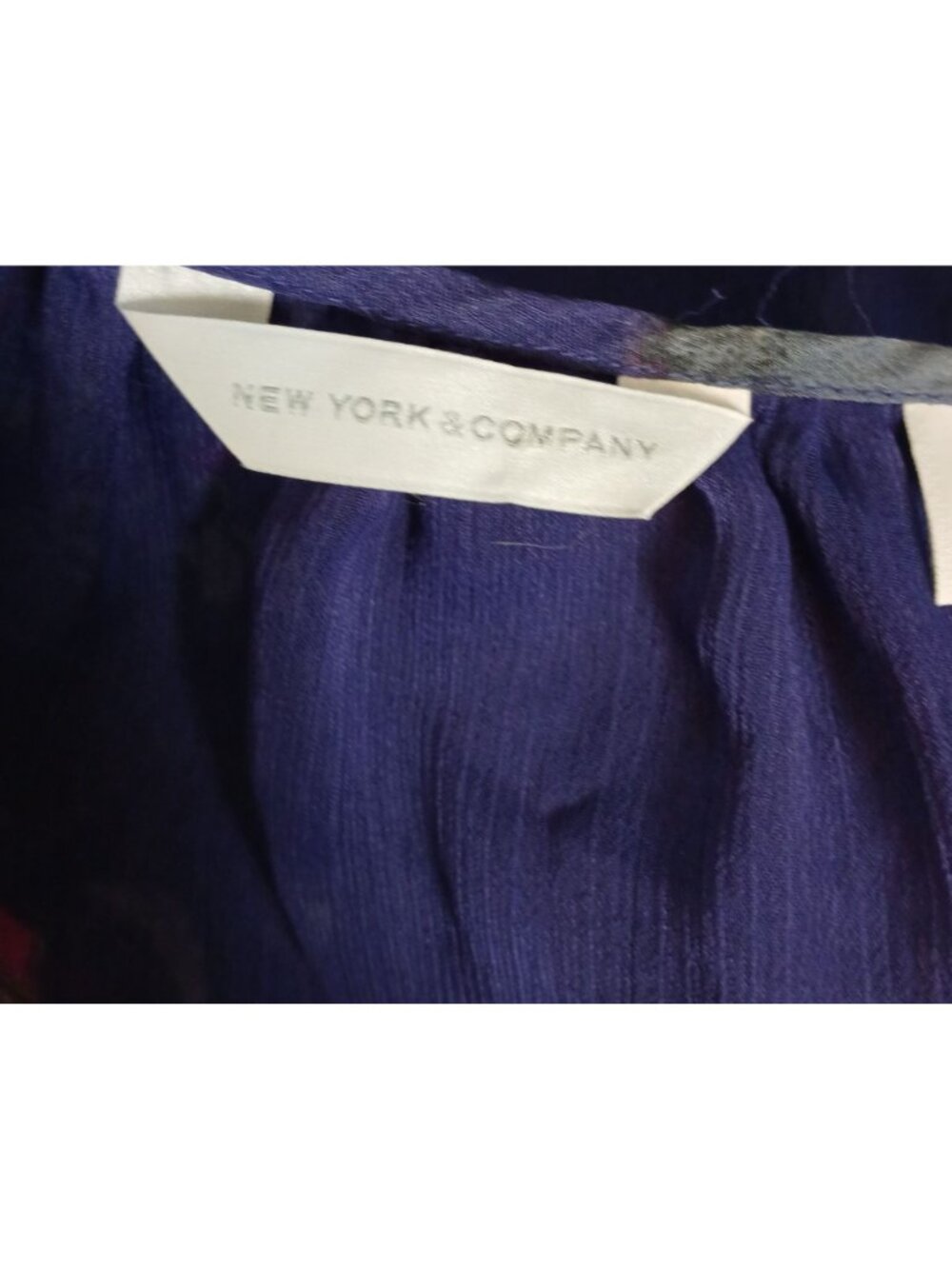 New York & Co Womens XL Sheer Floral Blouse Purple 3/4 Sleeve Drawstring *D-17 - Picture 4 of 11